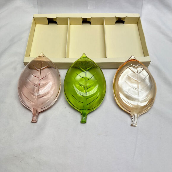 Pier 1 Leaf Dishes Trinket Green Pink Orange Candy Serving Table Decor - Picture 3 of 8